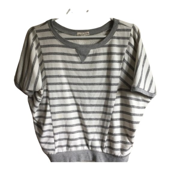 Striped Short Sleeve Sweater Top - Picture 1 of 3